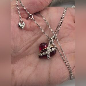 Brighton Rare Neptune's Ring Sweetheart Red Crystal Silver/Gold Pendant Necklace